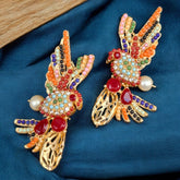 Paradise Parrot Earrings – Crystal Embellished Statement Jewelry for Women